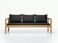 3-Sitzer-Sofa Holzrahmen 212x78x76 cm - Natur und Schwarz - für Garten und Terrasse