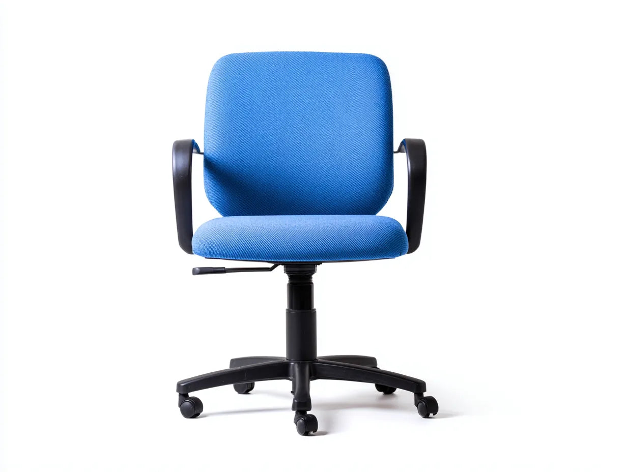Bürostuhl mit blauem Stoffpolster 59x61x94 cm - Blau und Schwarz - Armlehnen und Rollen für Büro