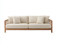 3-Sitzer-Sofa Holzrahmen 224x86x75 cm - Natur und Beige - Seitengeflecht für Terrasse