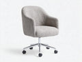 Bürostuhl mit Bouclé Bezug 62x64x90 cm - Silbergrau und Chrom und Schwarz - runde Sitzschale für Büro