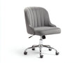 Bürostuhl mit graublauem Stoffbezug 63x65x93 cm - Graublau und Chrom - gerippte Sitzschale für Büro