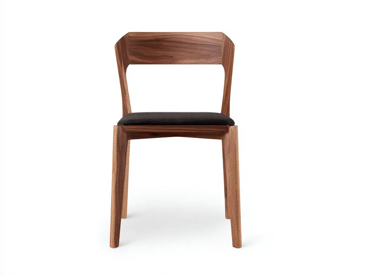 Esszimmerstuhl Holz 49x53x79 cm - Walnuss und Schwarz - gepolsterter Sitz für Esszimmer