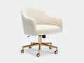 Bürostuhl mit elfenbeinfarbenem Bouclé 61x63x90 cm - Elfenbein und Gold und Schwarz - runde Sitzschale für Büro