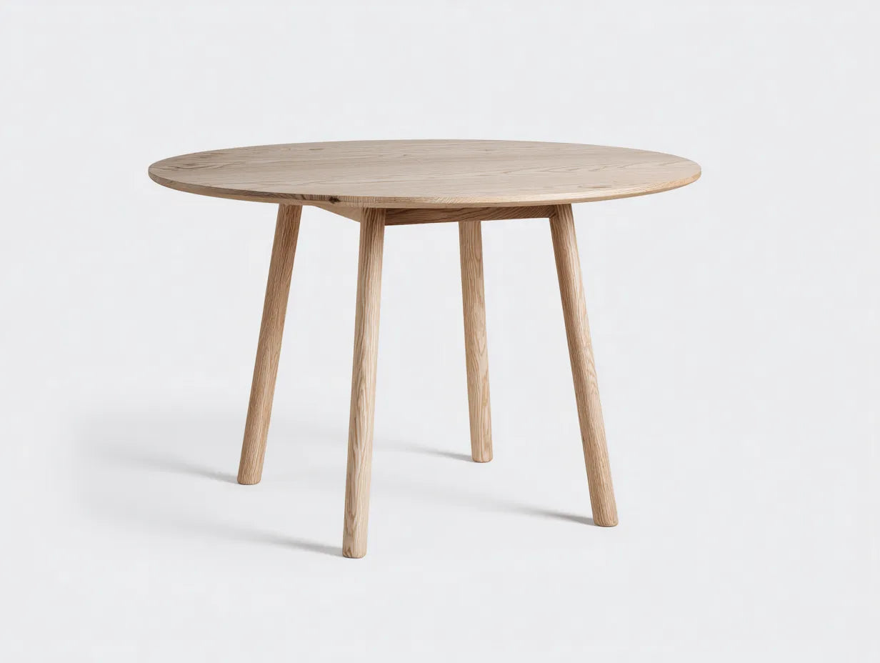 Esstisch Holz 115x115x74 cm - naturholz - rund mit schrägen Beinen für Esszimmer
