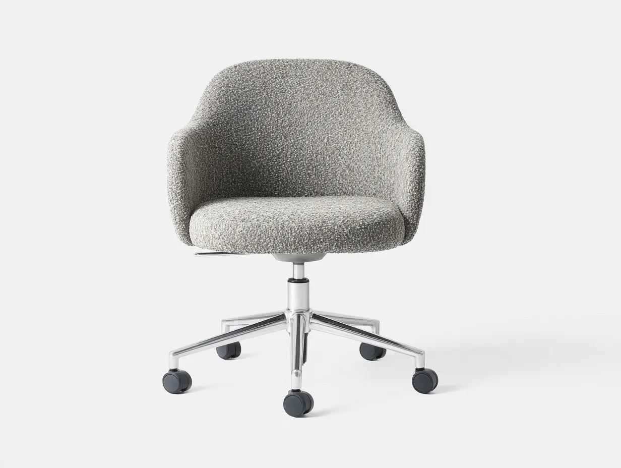 Bürostuhl mit strukturiertem Stoff 63x65x91 cm - Steingrau und Chrom und Schwarz - Schalensitz mit Rollen für Büro
