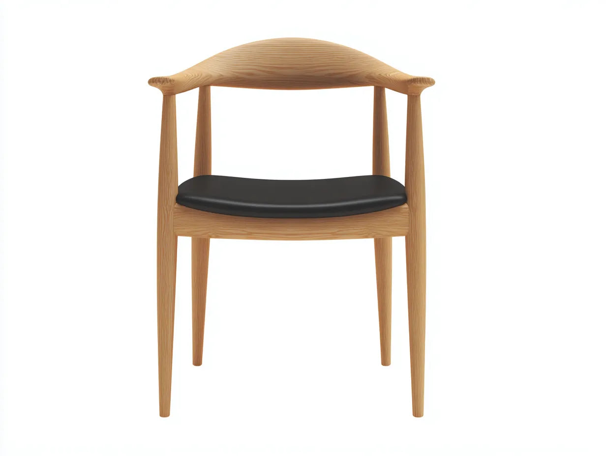 Esszimmerstuhl Holz 57x54x76 cm - Natur und Schwarz - Armlehnen und gepolsterter Sitz für Esszimmer