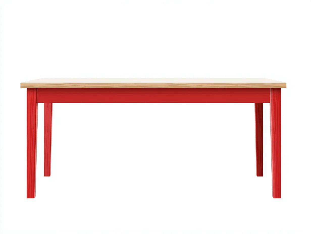 Esstisch Holz 160x80x75 cm - naturholz und rot - rechteckig für Esszimmer