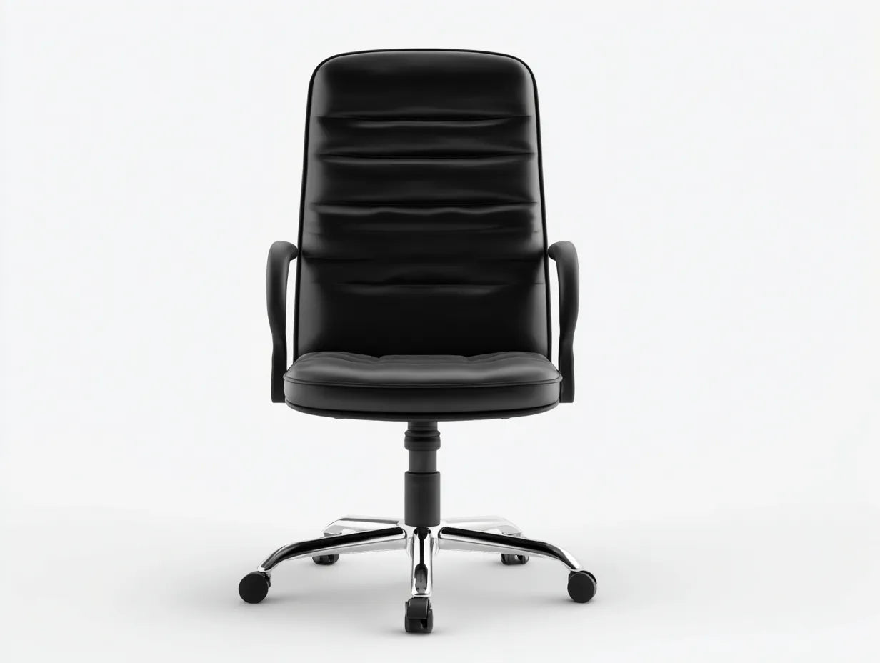 Bürostuhl mit Kunstlederpolster 66x68x114 cm - Schwarz und Chrom - hoher Stepp Rücken für Büro