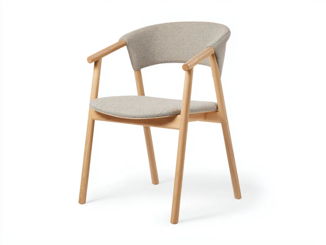 Esszimmerstuhl Holz 59x56x78 cm - Natur und Beige - gepolsterte Lehne für Esszimmer