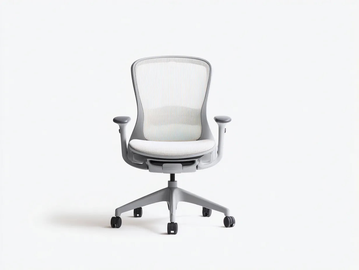 Bürostuhl mit Netzlehne 64x66x101 cm - Hellgrau und Weiß und Schwarz - gepolsterter Sitz für Büro
