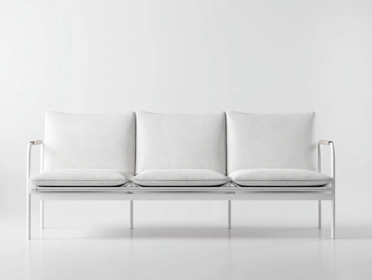 3-Sitzer-Sofa Metallrahmen 218x82x74 cm - Weiß und Weiß - minimalistisch für Außenbereich