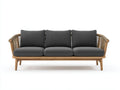 3-Sitzer-Sofa Holzrahmen 222x86x77 cm - Natur und Dunkelgrau - Geflecht für Terrasse