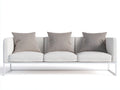 3-Sitzer-Sofa Metallrahmen 220x84x75 cm - Weiß und Creme - leichtes Design für Terrasse