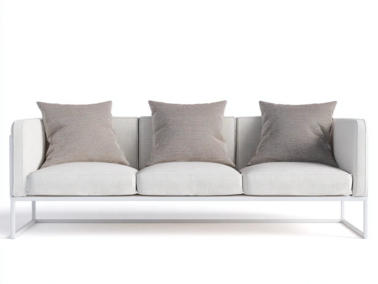 3-Sitzer-Sofa Metallrahmen 220x84x75 cm - Weiß und Creme - leichtes Design für Terrasse