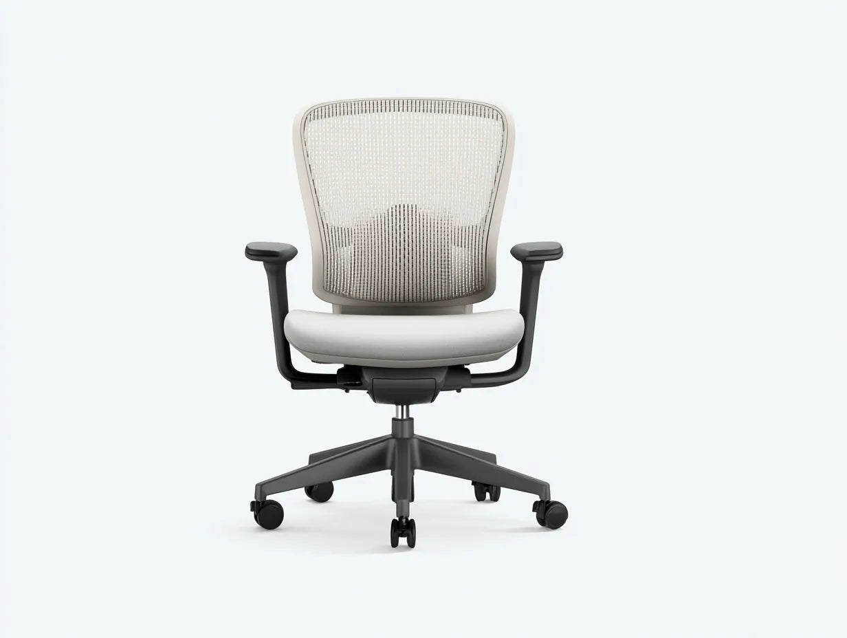Bürostuhl mit Netzrücken 62x64x100 cm - Weiß und Grau und Schwarz - gepolsterter Sitz für Büro