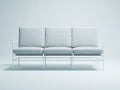 3-Sitzer-Sofa Metallrahmen 214x80x76 cm - Weiß und Hellblau - geradlinig für Garten