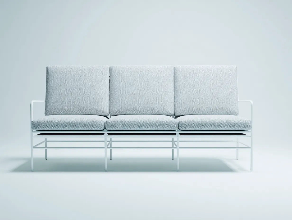 3-Sitzer-Sofa Metallrahmen 214x80x76 cm - Weiß und Hellblau - geradlinig für Garten
