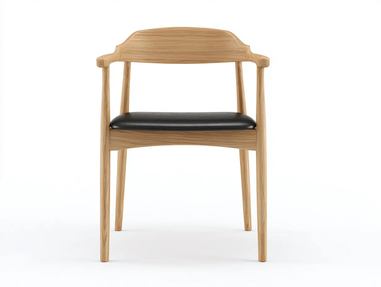 Esszimmerstuhl Holz 57x55x76 cm - Natur und Schwarz - Armlehnen und schwarzer Sitz für Esszimmer
