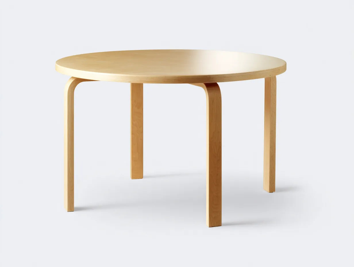 Esstisch Holz 120x120x75 cm - naturholz - rund mit gebogenen Beinen für Esszimmer